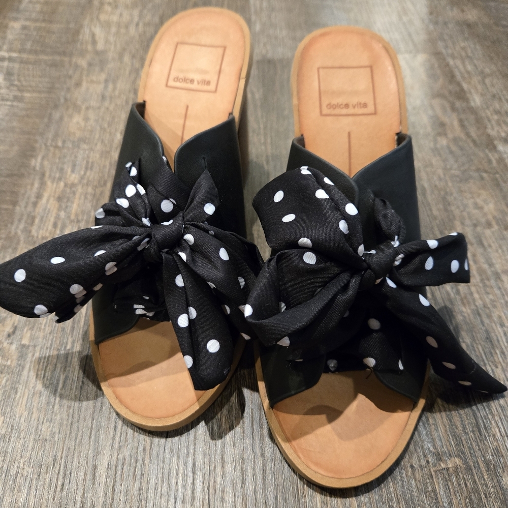 Dolce Vita Aleeya polka dot lace up bow heels 7.5